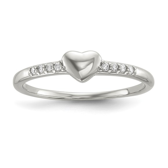 925 Sterling Silver CZ (Cubic Zirconia) Heart Ring - Picture 1 of 5